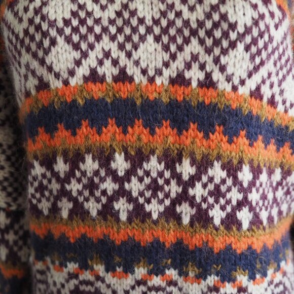 Peruvian Connection Lucerne Pullover Purple and Orange Alpaca Wool Sweater sz XL - Picture 6 of 10